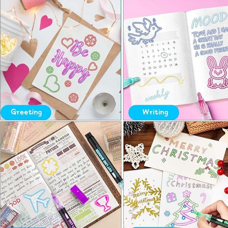 Химикалки с блясък 8 цвята писалки за рисуване Писалка за рисуване Набор от маркери за рисуване на поздравителна картичка за рожден ден Журнал за рисуване Изкуство и занаяти