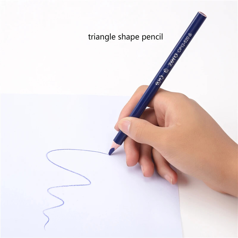 Set trokutastih olovaka u boji od 12 komada s debelim cilindrom (jezgra od 5 mm) i šiljilom za profesionalno crtanje, skiciranje pastelne umjetnosti