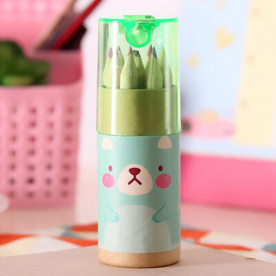 12 бр./кутия Сладък мини цветен молив с острилка Kawaii Канцеларски материали Paint Draw Pencil за деца Детски цветни моливи