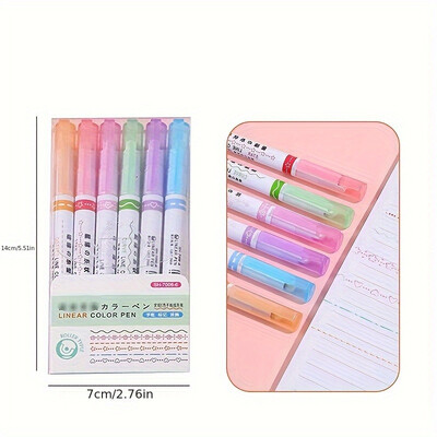 6kom/set Olovke za obrise u obliku cvijeta Višestruki uzorci Olovke za dnevnike, markeri u valovitim bojama