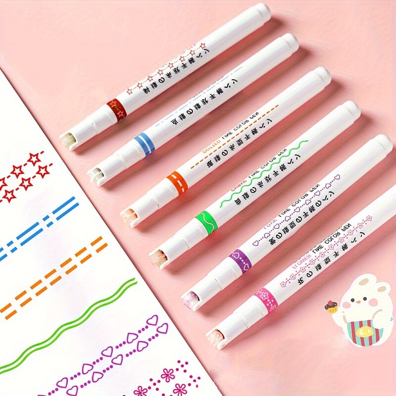 6kom/set Olovke za obrise u obliku cvijeta Višestruki uzorci Olovke za dnevnike, markeri u valovitim bojama