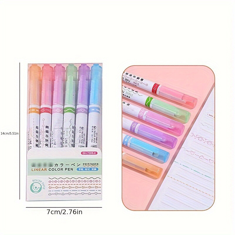 6kom/set Olovke za obrise u obliku cvijeta Višestruki uzorci Olovke za dnevnike, markeri u valovitim bojama