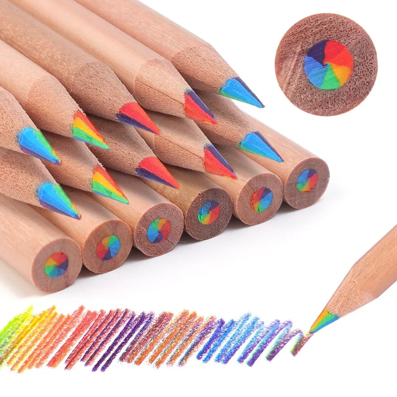 12 kom/Set Kawaii Rainbow Pencil Bojice s koncentričnim gradijentom u 7 boja Dječji dar Olovke u boji Umjetnička slika Crtanje Pribor