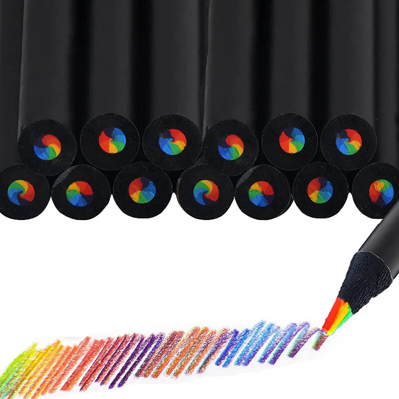 3/5 бр. 7 цвята Моливи с градиент на дъгата Моливи с джъмбо цвят Многоцветни моливи за изкуство, рисуване, оцветяване, скициране