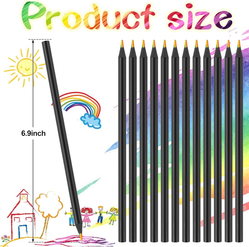 12kom/Set Kawaii Rainbow Pencil Bojice s koncentričnim gradijentom u 7 boja Dječji dar Olovke u boji Umjetnička slika Crtanje Pribor