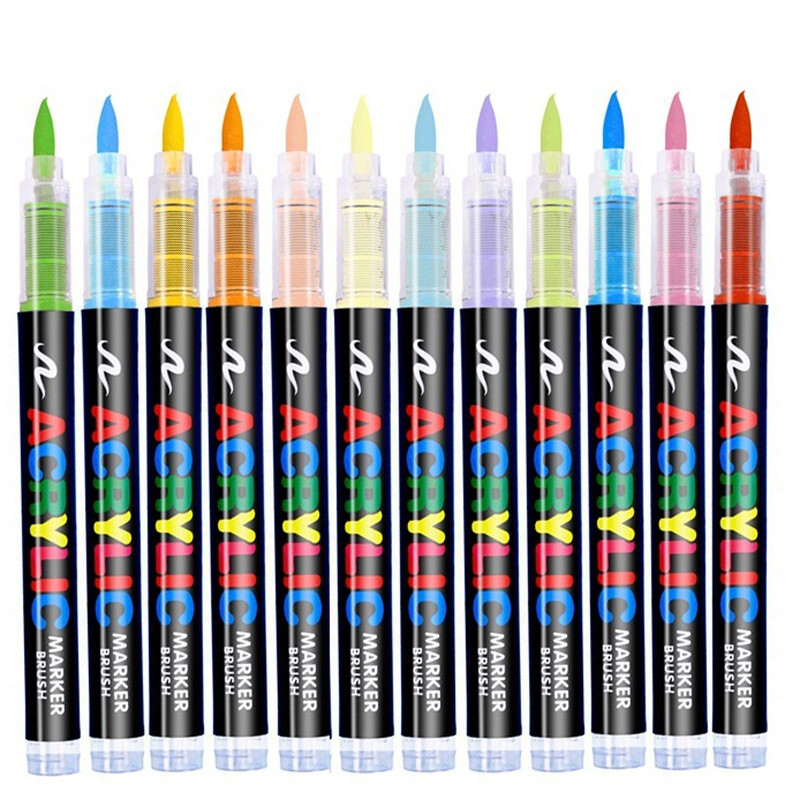 1Pc Boje Akrilne olovke Markeri Markeri s vrhom četke Boja za slikanje na kamenu Drvo Platno Kamen, staklo Božićni DIY rukotvorini