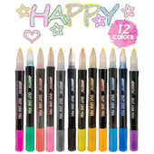 Set flomastera za metalnu boju u 12 boja Dvostruka olovka za obrise, svjetlucavi marker za crtanje, slikanje, šaranje, školski pribor