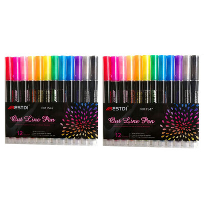 Set flomastera za metalnu boju u 12 boja Dvostruka olovka za obrise, svjetlucavi marker za crtanje, slikanje, šaranje, školski pribor