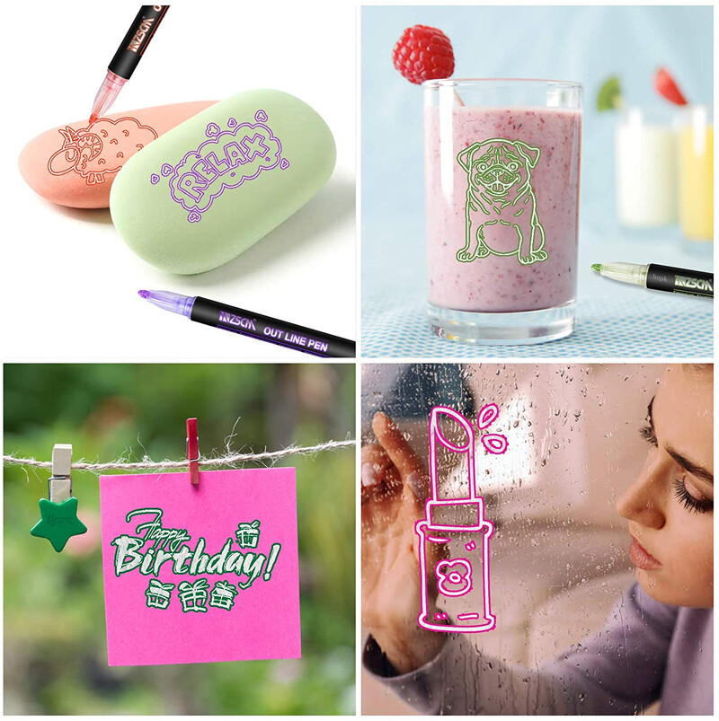 Set flomastera za metalnu boju u 12 boja Dvostruka olovka za obrise, svjetlucavi marker za crtanje, slikanje, šaranje, školski pribor