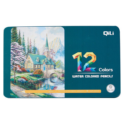 12/24 vnt/dėžutė Spalvotų pieštukų rinkinys Metalinė dėžutė Piešimas Profesionalus grafito spalvos medžio pieštukai Mokykliniai meno reikmenys Kanceliarinės prekės