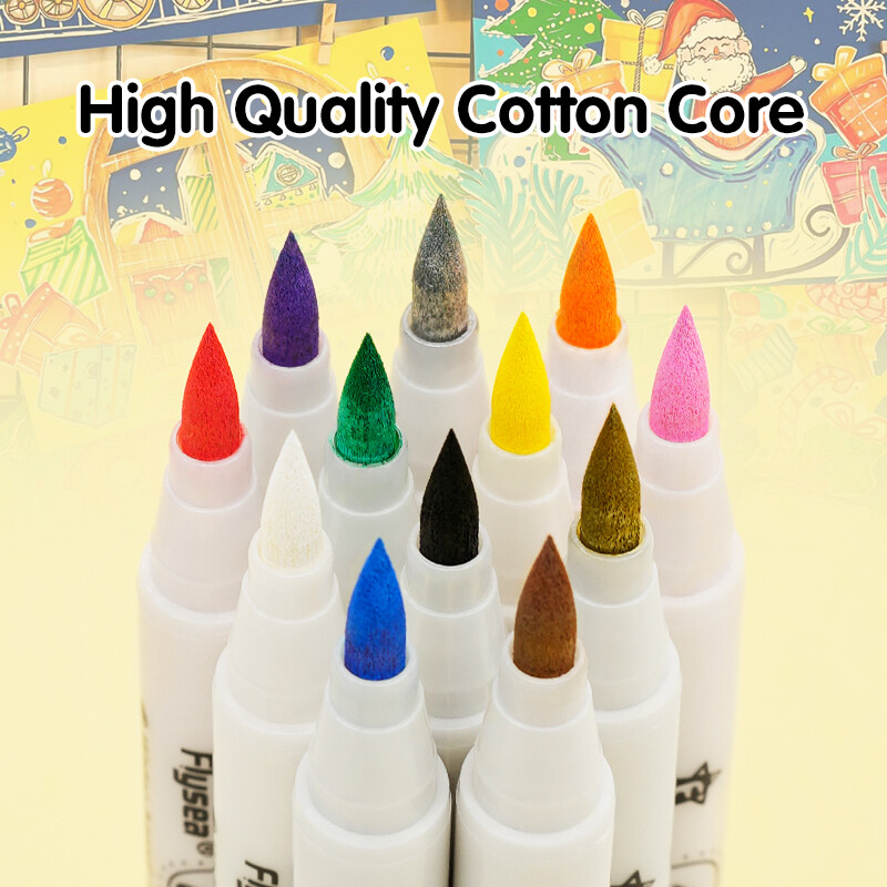 Set de pixuri de marcare cu vopsea acrilică cu vârf de pensulă pentru pânză, lemn, pietre, sticlă, pictură din țesături, proiecte de artă și meșteșuguri de bricolaj