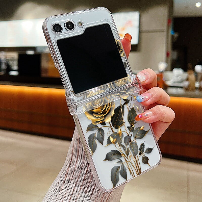 Prikladno za Samsung Zflip5 prozirnu cvjetnu torbicu za mobilni telefon Zflip4 šarke PC sveobuhvatno Zflip6 zaštitnu masku protiv pada