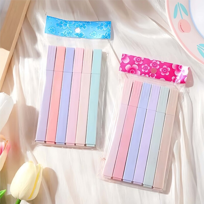 6Pcs Soft Tip Highlighters Pen Art Drawing Graffiti Marker Pen Šarena fluorescentna olovka Studentski pribor Školski pribor