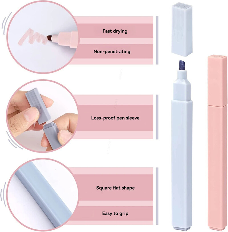 6Pcs Soft Tip Highlighters Pen Art Drawing Graffiti Marker Pen Šarena fluorescentna olovka Studentski pribor Školski pribor