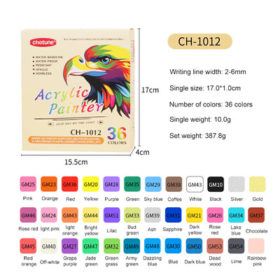 12/24/36 Цветен акрилен маркер с двоен край Водоустойчив мек косъм Направи си сам Ръчно рисувани керамични графити Маркери за рисуване Канцеларски материали