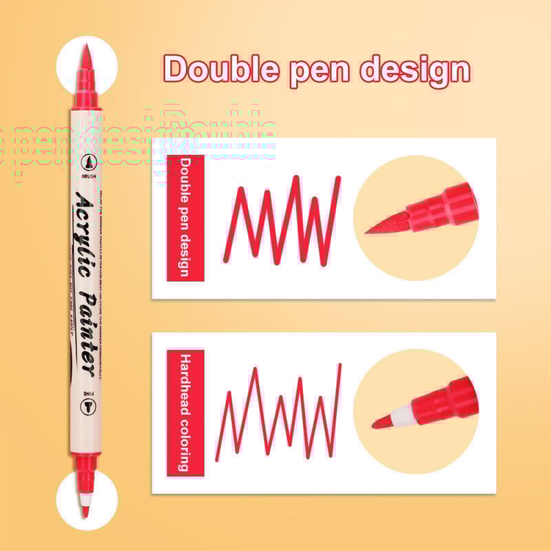 12/24/36 Цветен акрилен маркер с двоен край Водоустойчив мек косъм Направи си сам Ръчно рисувани керамични графити Маркери за рисуване Канцеларски материали