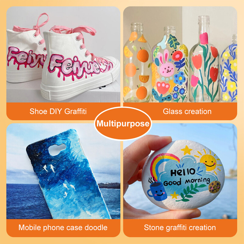 12/24/36 Цветен акрилен маркер с двоен край Водоустойчив мек косъм Направи си сам Ръчно рисувани керамични графити Маркери за рисуване Канцеларски материали