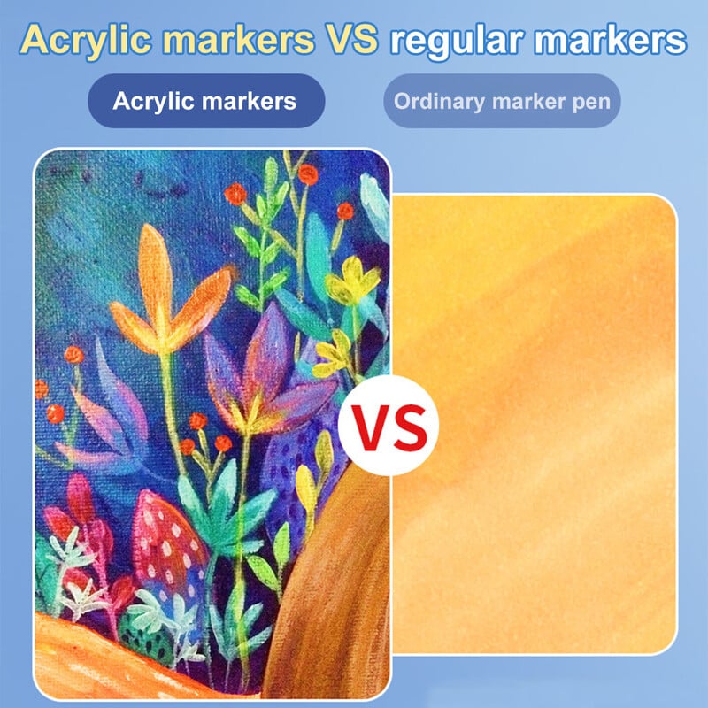 12/24/36 Цветен акрилен маркер с двоен край Водоустойчив мек косъм Направи си сам Ръчно рисувани керамични графити Маркери за рисуване Канцеларски материали