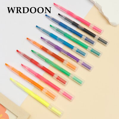 12 τμχ Πολύχρωμο στυλό Gel Straight Liquid Highlighter Σχέδιο Doodling Art Markers Straight Liquid Rollerball Fluorescent στυλό