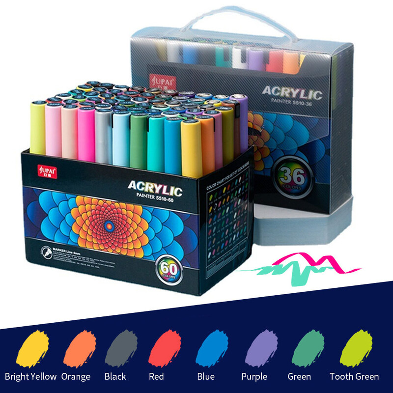 36 цвята Арт Маркер Акрилна боя Четка Писалка Скала Живопис Камък Керамика Стъкло Дърво Платно Направи си САМ Изработка на графити Консумативи за рисуване