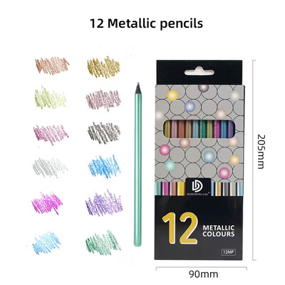 Metalne olovke u boji u 12 boja Crtanje Skiciranje Zlatni set olovaka od mekog drveta za studentsku profesiju Likovni pribor