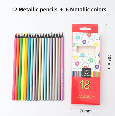 Metalne olovke u boji u 12 boja Crtanje Skiciranje Zlatni set olovaka od mekog drveta za studentsku profesiju Likovni pribor