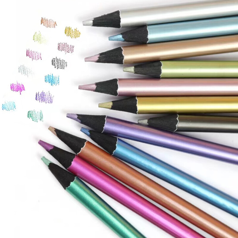 Metalne olovke u boji u 12 boja Crtanje Skiciranje Zlatni set olovaka od mekog drveta za studentsku profesiju Likovni pribor