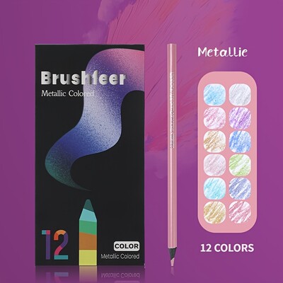 12 creioane colorate metalice colorate Set de schițe pentru desen Creioane colorate de colorat Brutfuner Profession Rechizite de artă pentru artist