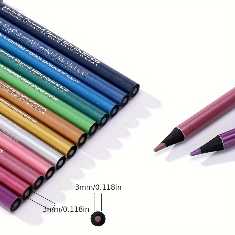 12 creioane colorate metalice colorate Set de schițe pentru desen Creioane colorate de colorat Brutfuner Profession Rechizite de artă pentru artist