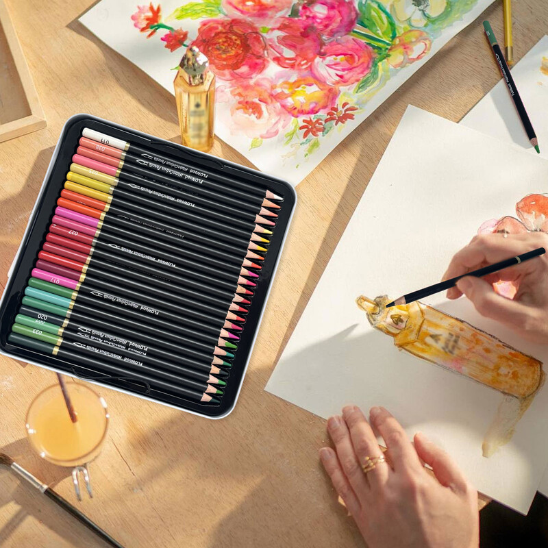 1 kutija od 48 štapića, akvarelnih olovaka, 48 boja, željezna kutija, dvoslojni dizajn, umjetničko crtanje, vrhunski osjećaj, slika u boji, poklon