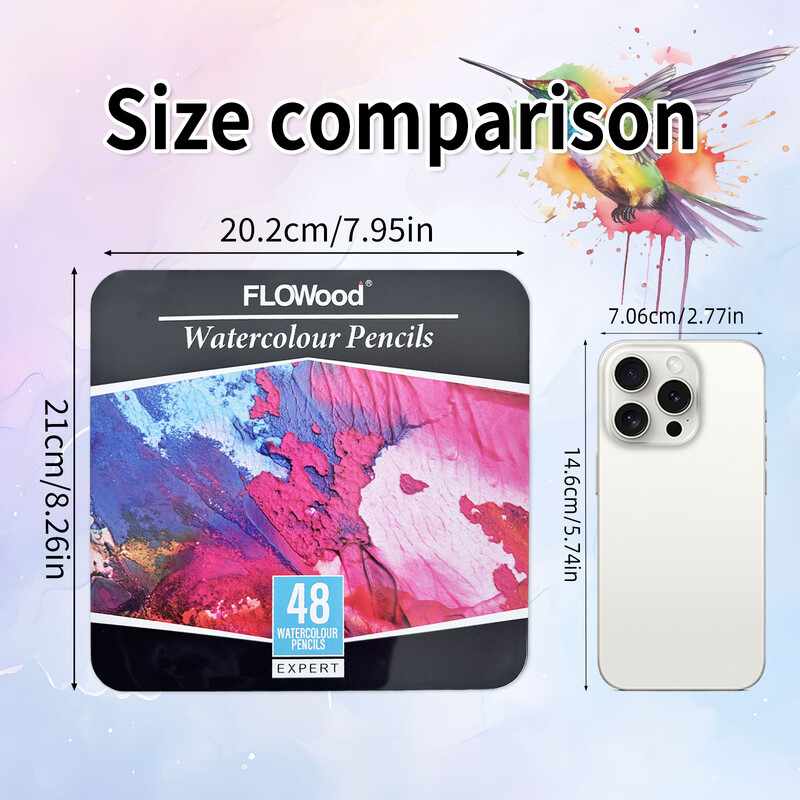 1 kutija od 48 štapića, akvarelnih olovaka, 48 boja, željezna kutija, dvoslojni dizajn, umjetničko crtanje, vrhunski osjećaj, slika u boji, poklon