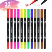 Umjetničke flomastere za bojanje u 12 boja Fini kist Olovka s dva vrha Dobavljač umjetnosti za Manga bojanke Planer za crtanje Spomenar