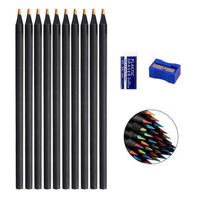 12Pcs Kawaii Rainbow Pencil Bojice s koncentričnim gradijentom u 7 boja Dječji dar Olovke u boji Umjetničke slike Crtanje Pribor