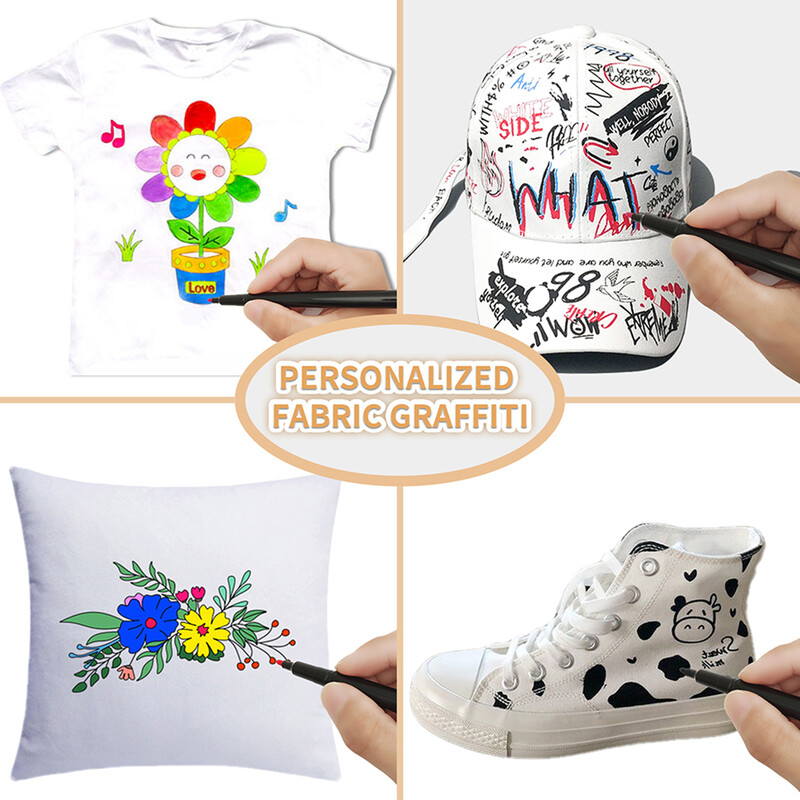 24 spalvų audinio rašiklių rinkinys, skirtas drabužiams „pasidaryk pats“ piešti rankomis ir piešti piešinius, tinkamas audinio popierinei drobei