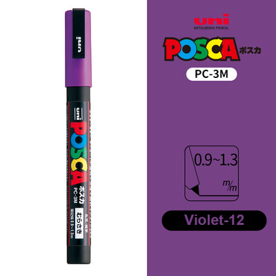 UNI POSCA Маркер Химикалка 12 цвята Акрилни Plumones Rotuladores PC-1M,3M,5M POP Писалка за плакат Боядисване на тъкани Маркери Художествена живопис 1PC