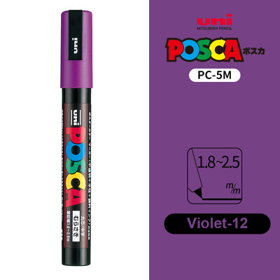 UNI POSCA Маркер Химикалка 12 цвята Акрилни Plumones Rotuladores PC-1M,3M,5M POP Писалка за плакат Боядисване на тъкани Маркери Художествена живопис 1PC