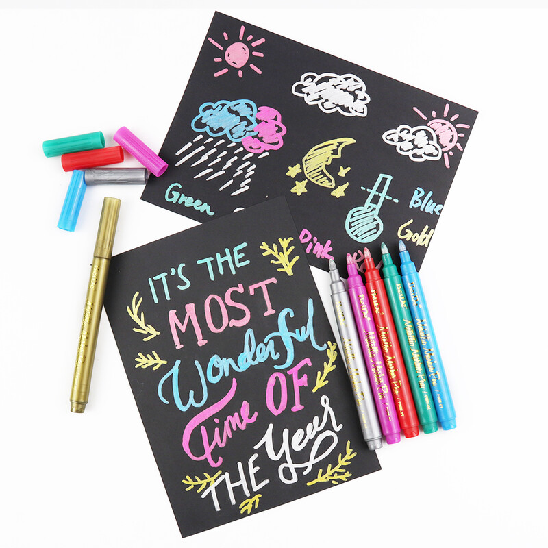 6/8tk metallist värvi markerpliiatsid Kuldse värviga püsivärviga pliiats paberist klaasist fotoalbumi meisterdamise kunsti maalimiseks