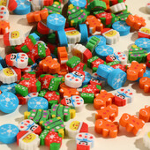 10 бр./Партида Коледна анимационна гума Kawaii Дядо Коледа Снежни човеци Коледно дърво Мини молив Гумени канцеларски принадлежности Детско училище Сладки гуми