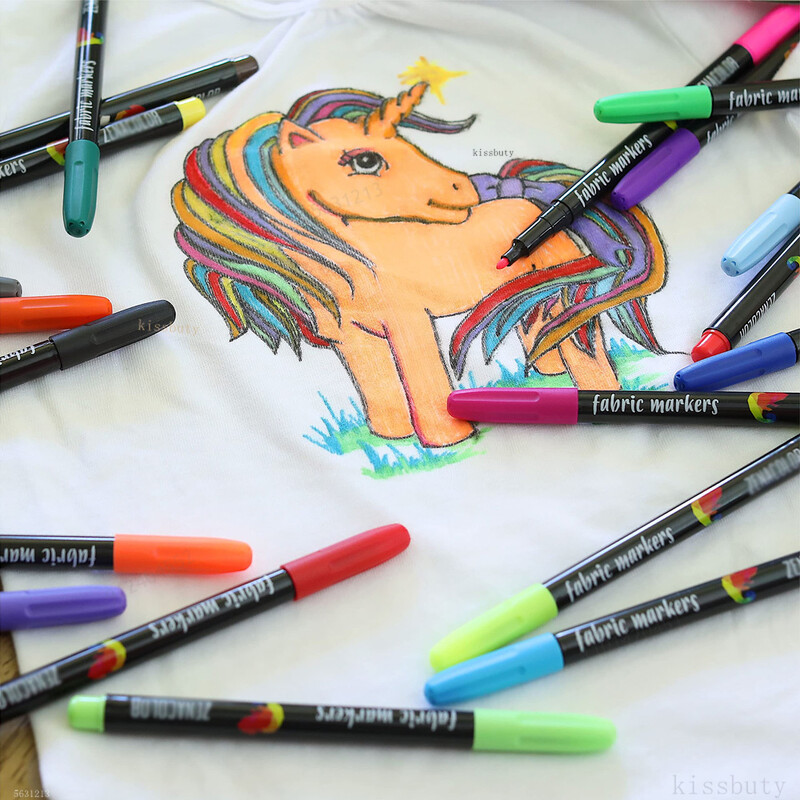 12/24 värvi riidest tekstiilist markerite pliiatsite komplekt – mittetoksiline, kustumatu ja püsiva kangavärviga Fine Pointi tekstiili markerpliiats