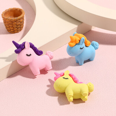 3Pcs/Lot slatki crtani jednorog gumica Kawaii 3D poni Odvojiva gumica gumica za olovke za djecu školarce Pokloni za tiskanice