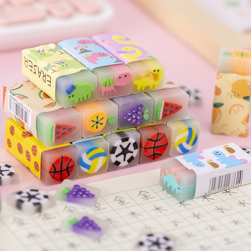 12kom/set Slatka olovka Gumica Životinja Dinosaur Lopta Smiješno Voće Gumica Stol Gumica za kućne ljubimce Školski pribor Nagrade Pokloni Pokloni za zabave