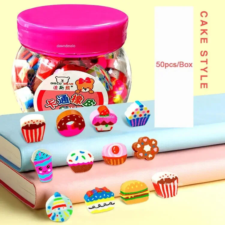 50 kom/set Slatka gumena gumica Kreativna životinja Voće Olovka Gumica Mini Kawaii pribor Uredski pribor za djecu i studente