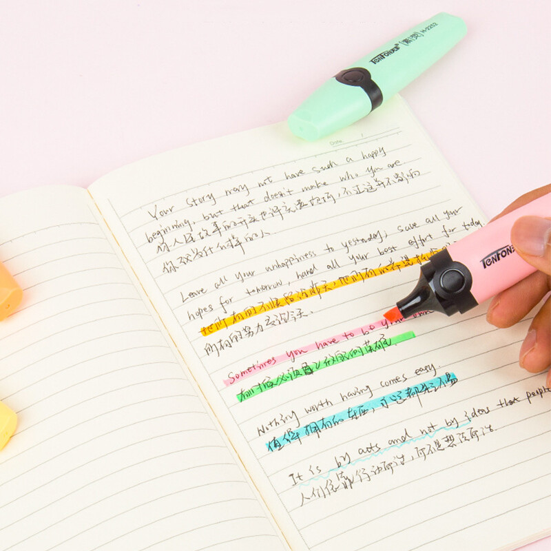 6 vnt/rinkinys Pastelinių spalvų žymeklis su kaltu antgaliu žymeklis Plokščias vienos galvutės šviesios spalvos įstrižai piešimo fluorescenciniai rašiklio žymekliai