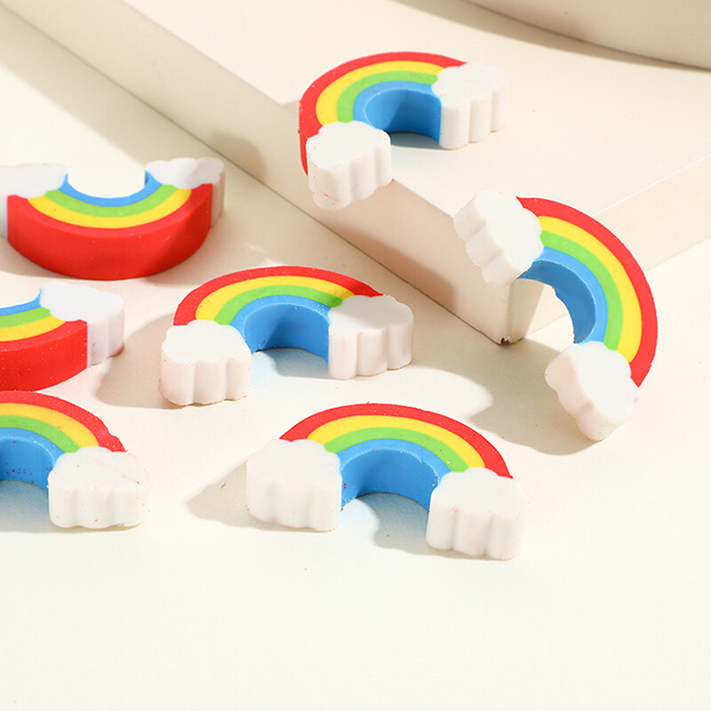 10 бр. Creative Rainbow Bridge Erasers Молив Гумени ученически пособия Сладък анимационен мини Rainbow Bridge Eraser Детски подаръци