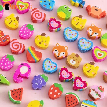 50 τμχ/τσάντα Kawaii Eraser Creative Cartoon Mini Pencil Rubber Animal Fruit Χριστουγεννιάτικες γόμες για παιδιά Σχολικά είδη γραφικής ύλης