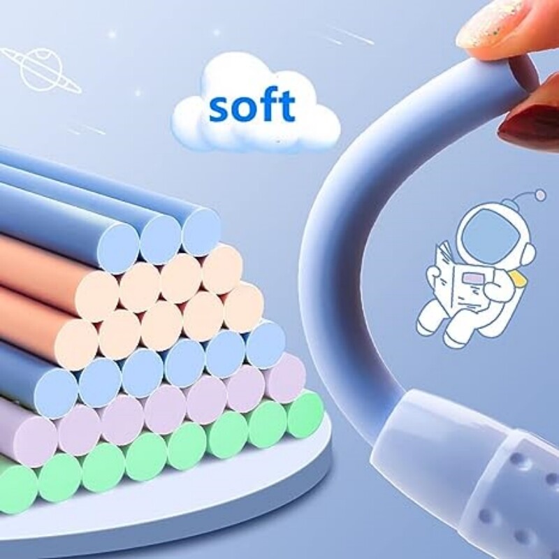 Комплект гуми тип писалка, сменяема сърцевина, гуми за сладки анимационни моливи за деца, прибираща се гумичка за молив, гумена мека ядро за пълнене