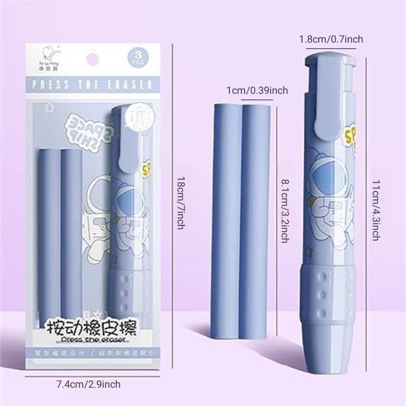 Комплект гуми тип писалка, сменяема сърцевина, гуми за сладки анимационни моливи за деца, прибираща се гумичка за молив, гумена мека ядро за пълнене
