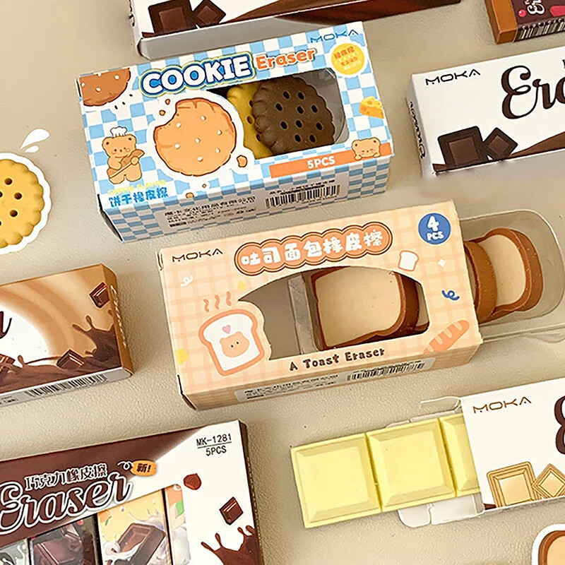 Slatka, smiješna i kreativna simulacija čokolade Gumica za brisanje Nekoliko komadića Veliki komadi obrisanog keksa Kruh Studentski pribor