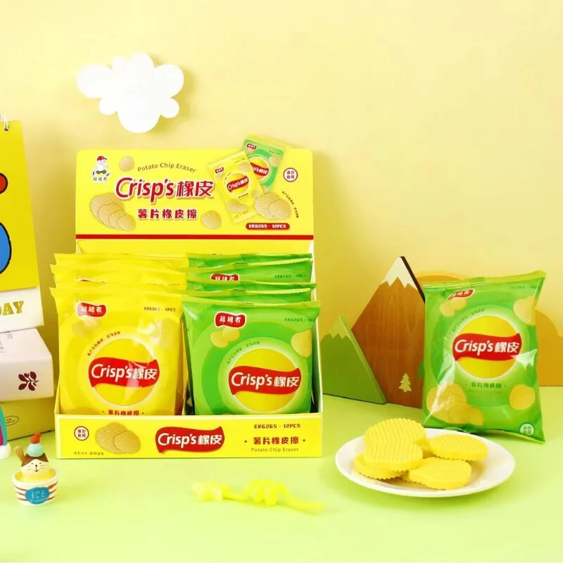 1 бр. Естетични канцеларски материали за връщане в училище Kawaii Канцеларски материали Картофен чипс Гуми Гумени училищни канцеларски материали