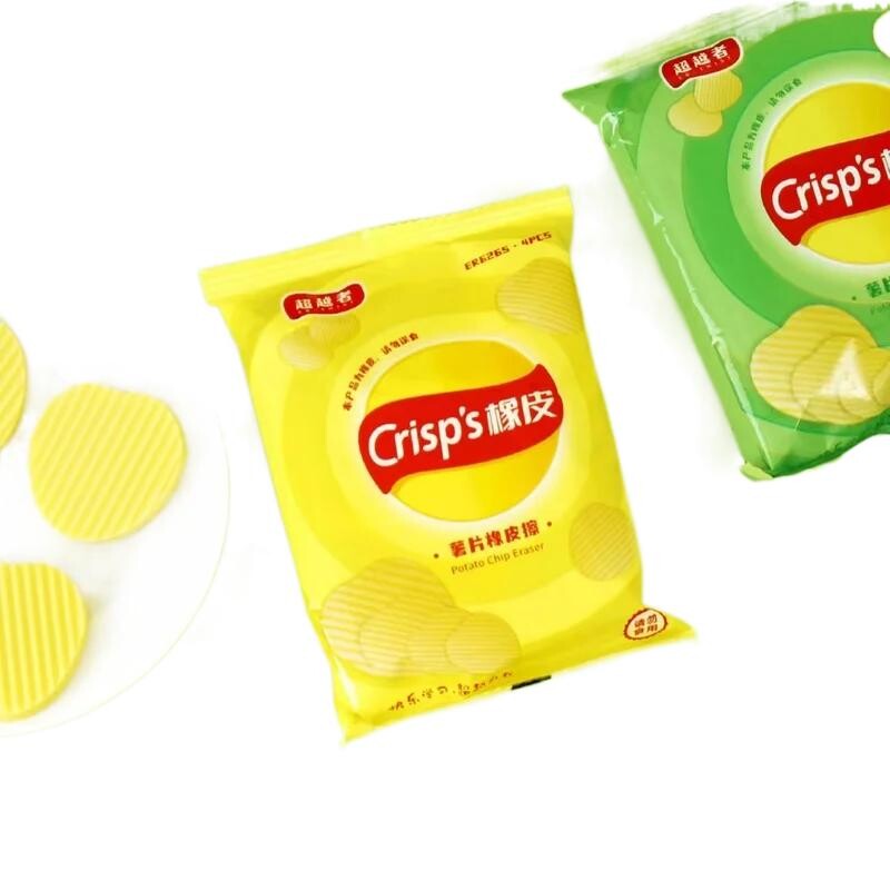 1 бр. Естетични канцеларски материали за връщане в училище Kawaii Канцеларски материали Картофен чипс Гуми Гумени училищни канцеларски материали